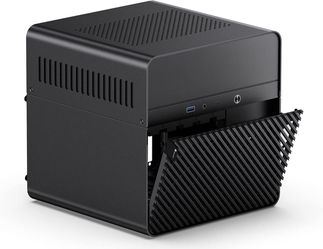 N2 Black NAS ITX Case 5+1 Disk Bays Mini Aluminum Case, Built-in 12cm Fan, SFX Power Bite (L150mm Max.), Support 65mm CPU Cooler, Integrated Upper Cov