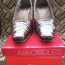 Aerosoles Red Crocodile Design Heels