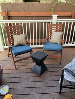 IKEA ÄPPLARÖ Wood Reclining Patio Set with Geometric Hourglass Accent Table