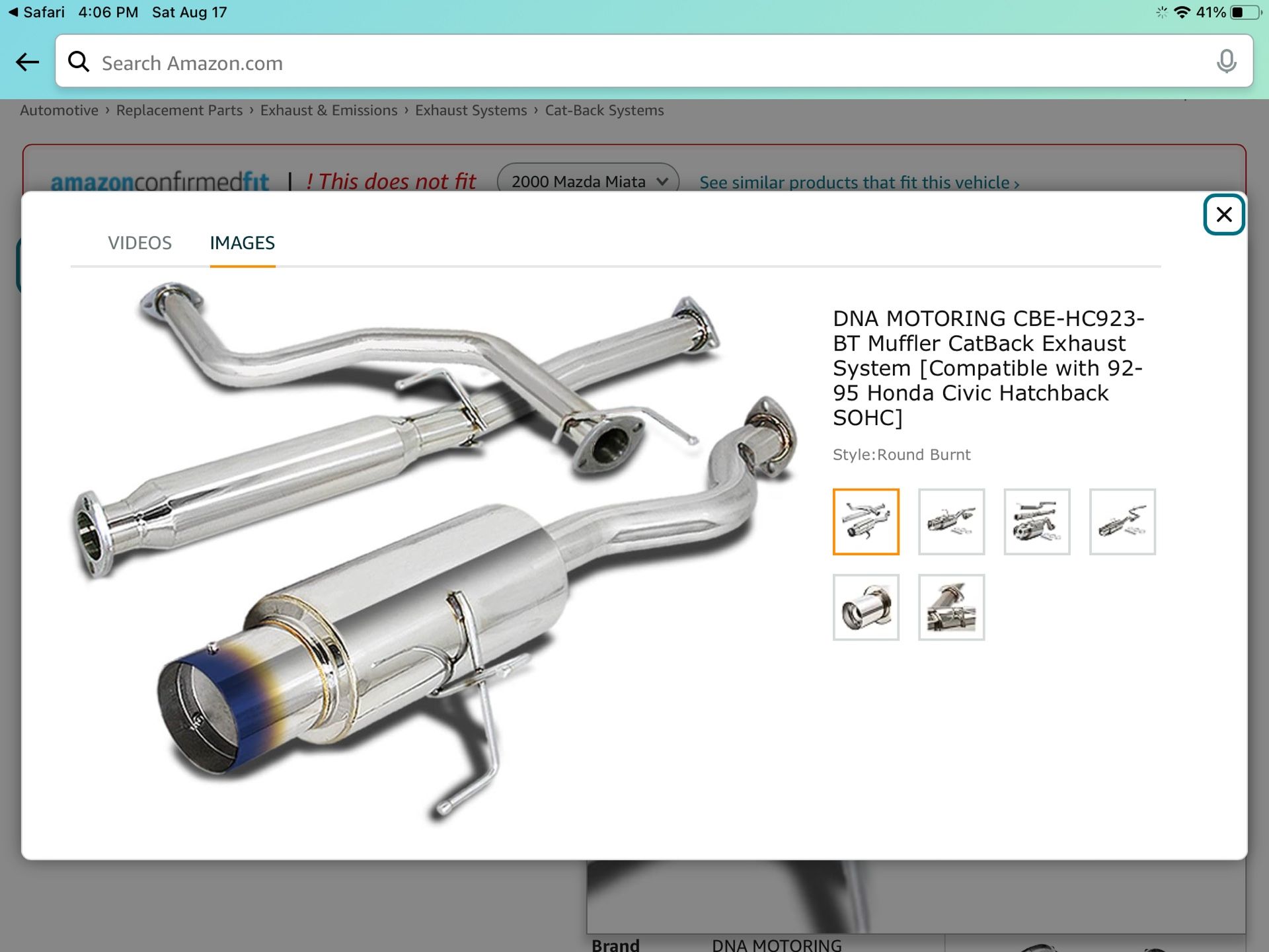 92-95 Honda Civic Dna cat back exhaust