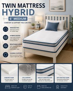 TWIN MATTRESS 6"  hybrid MEDIUM