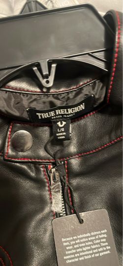 True Religion Black Faux Leather Jacket Size L