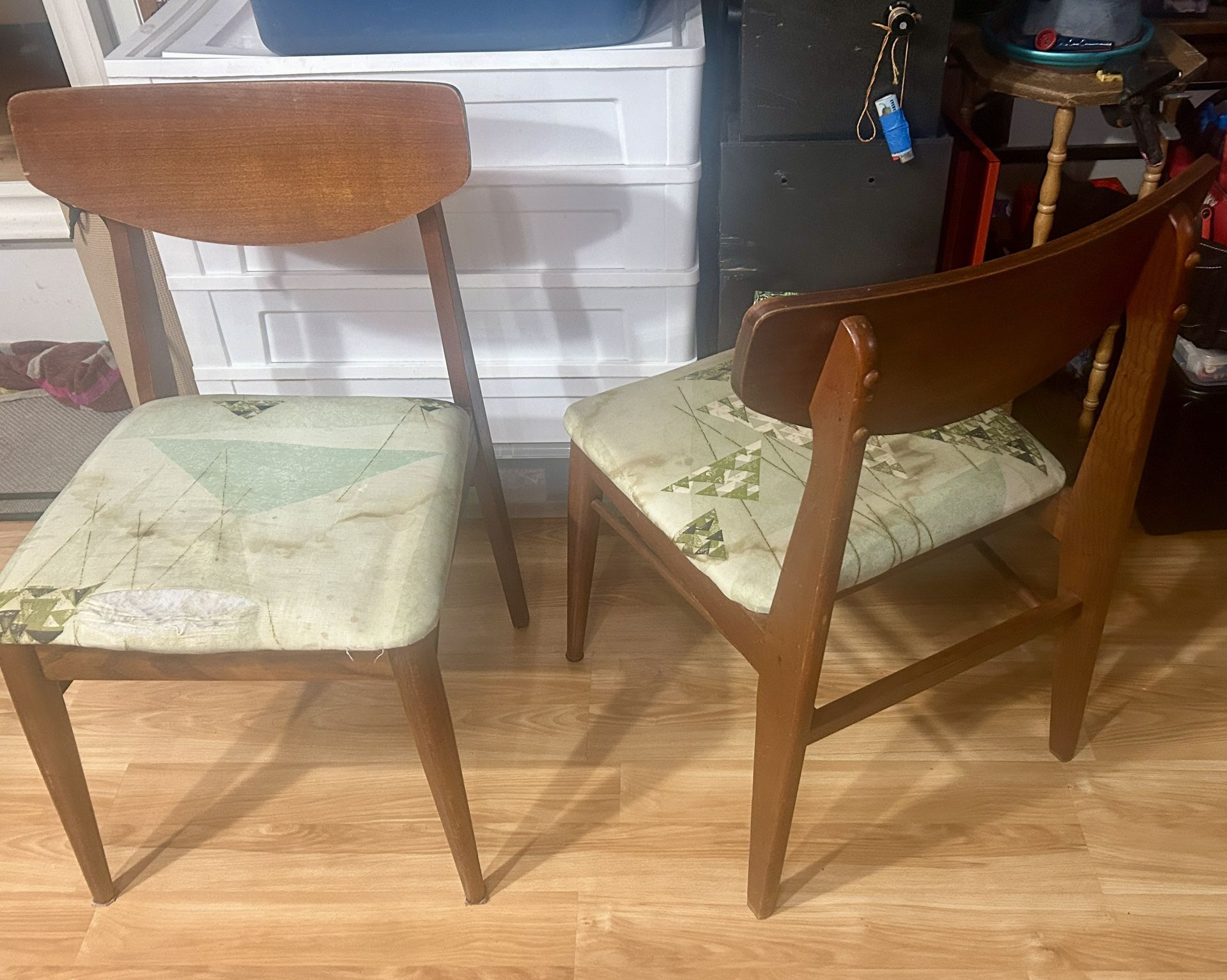 Pair of Vintage Mid Century Modern Cat Eye Teak Dining Chairs