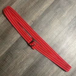 Men’s 46” GUESS Red & Beige Striped Belt with D-Ring Buckle