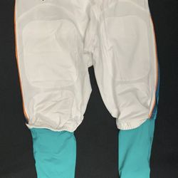  MIAMI DOLPHINS GAME USED WHITE NIKE PANTS WITH COMPRESSION TIGHTS ATTACHED!  SIZE: 36     