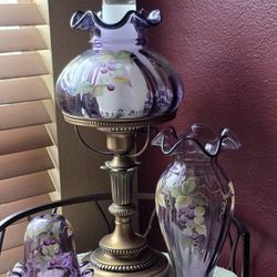 Fenton Glass Lamp, Vase, and Fairy Lamp