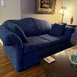 Blue Twin Sleeper Sofa 5’ 10”
