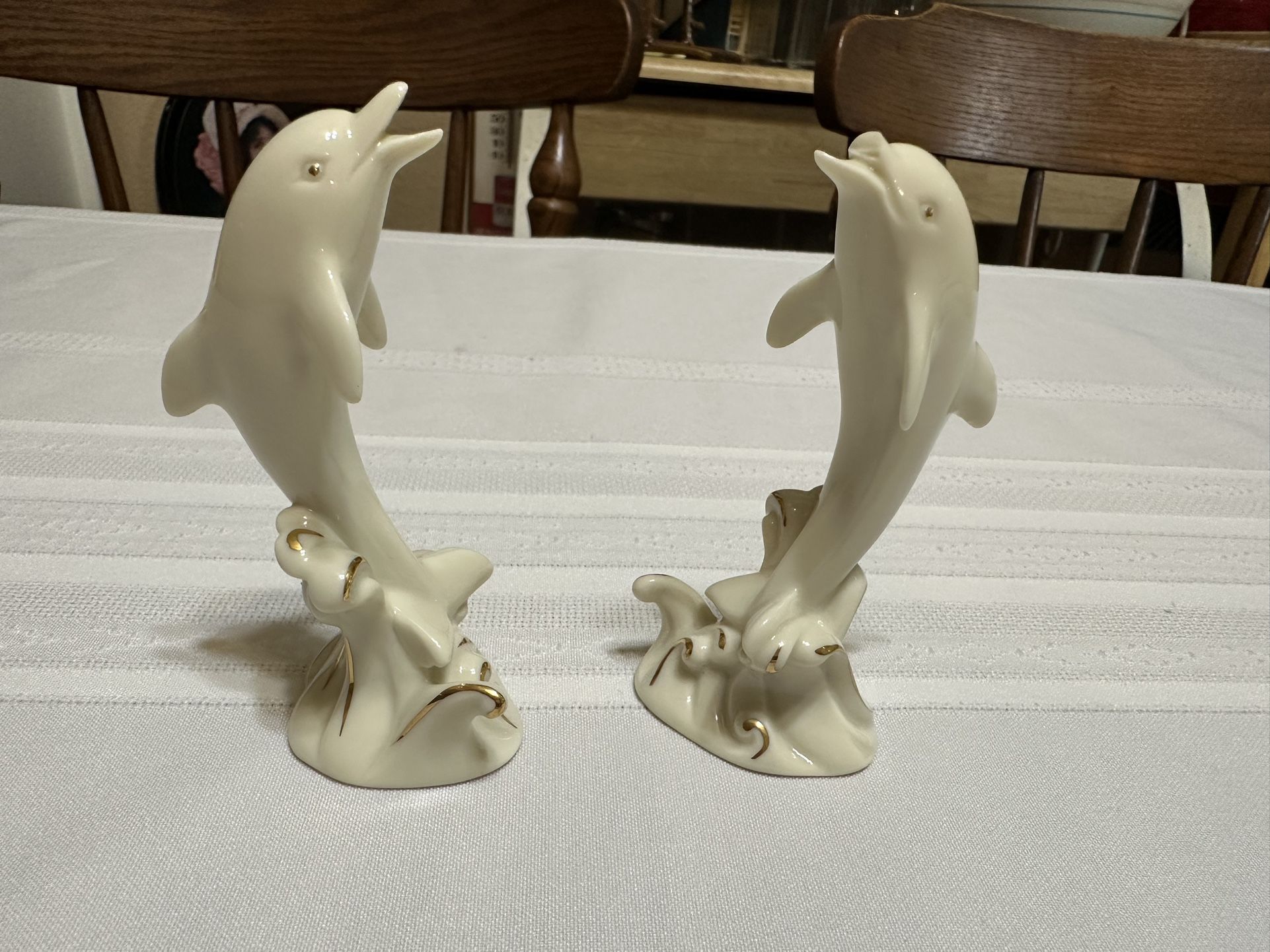 Pair Of Lenox Porcelain Dolphin Figurines