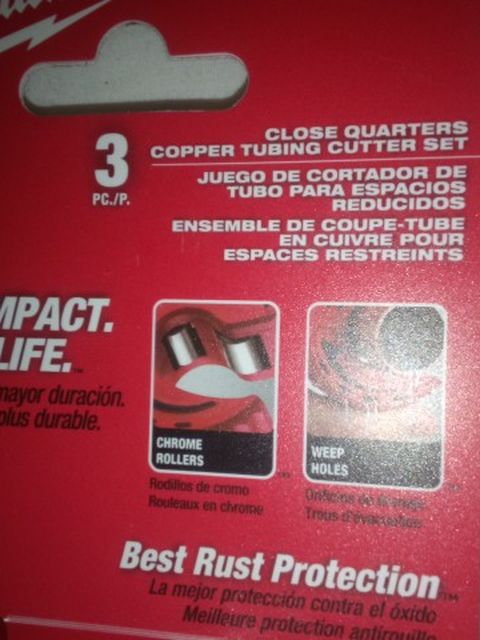 Milwaukee 3 PC/P. Close Quarters Copper Tubing Cutter Set