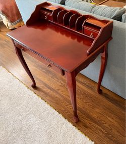 Wood Secretary Writing Desk / Vanity Desk – Queen Anne Style