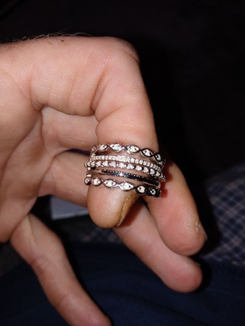 1 CTw Sterling Wedding Ring