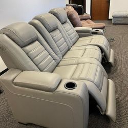Real Leather Power Reclining Sofa With Massage Same Day Delivery 