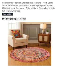 New 60” Bohemian Braided rug