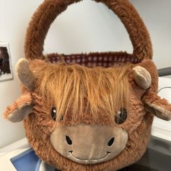 Large Plush Easter Basket Like New Highland Cow