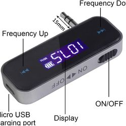 FM Transmitter Audio Adapter Car Kit, Wireless in-Car Radio Transmitter Built-in 3.5mm Aux Port for Car iPhone 6s 5 SE iPod iPad Smart Phones MP3 MP4