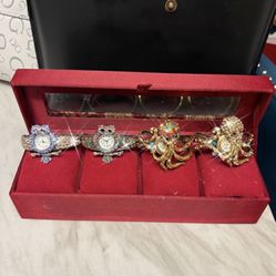 Ladies Open Adjustable Bracelets With Rhinestones 