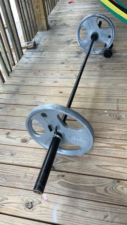 Olympic bar with 45-pound discs on each side