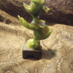 ONE OF A KIND JADE DONALD DUCK, HAND CARVED 