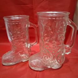 2 Glass Western Boot Beer Mugs