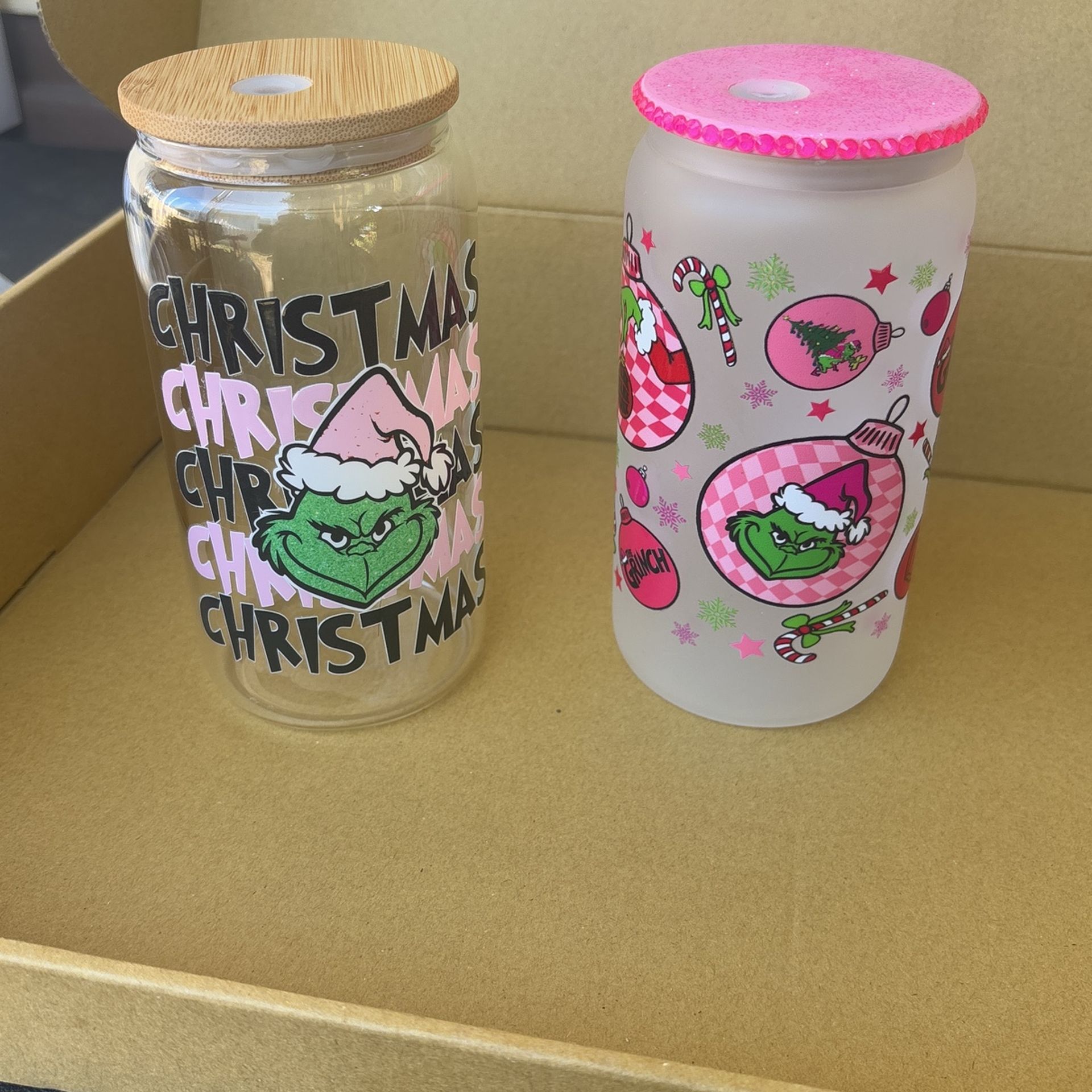 Grinch Custom Glass Cups 16oz