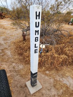Vintage HUMBLE Gas Line Concrete Cement Marker Pair Petroliana