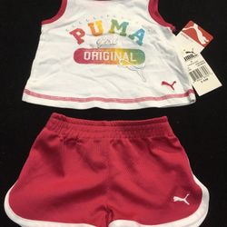 Adorable Brand new Puma Infant Girl Size 3/6 Month Tank Top And Shorts Outfit 