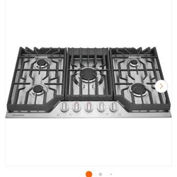 36 in. Gas Cooktop in Stainless Steel with 5-Burner Elements, including Quick Boil and Simmer Burner