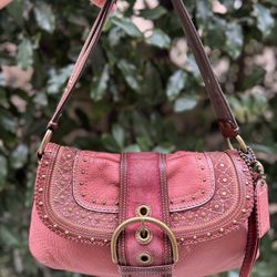 2004 Y2K Coach SohoPunch  Pink Suede Rivets  Studs