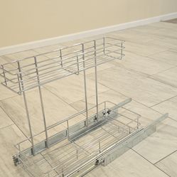 Under Sink Organizer 9"W X18.5"D，Pull Out Cabinet Organizer 2 Tier