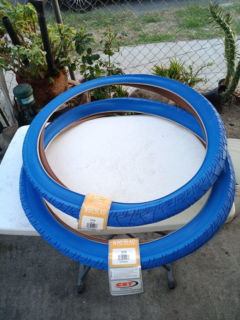 Blue Bike Tires Size 26"×2.125 $ Two For 22.