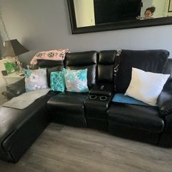 Leather Reclining Sectional Couch