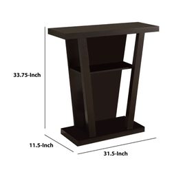 Angled Wooden Console Table With Storage Space - Espresso