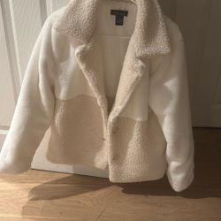 White Fuzzy Jacket - M