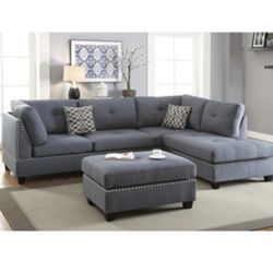 Gorgeous Gray Colored 3 Piece Sectional Set