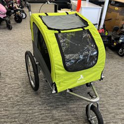 Dog Bike Trailer 2-in-1 Pet Stroller with Canopy and Storage Pockets