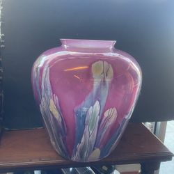 Large Art Glass Flower Vase 