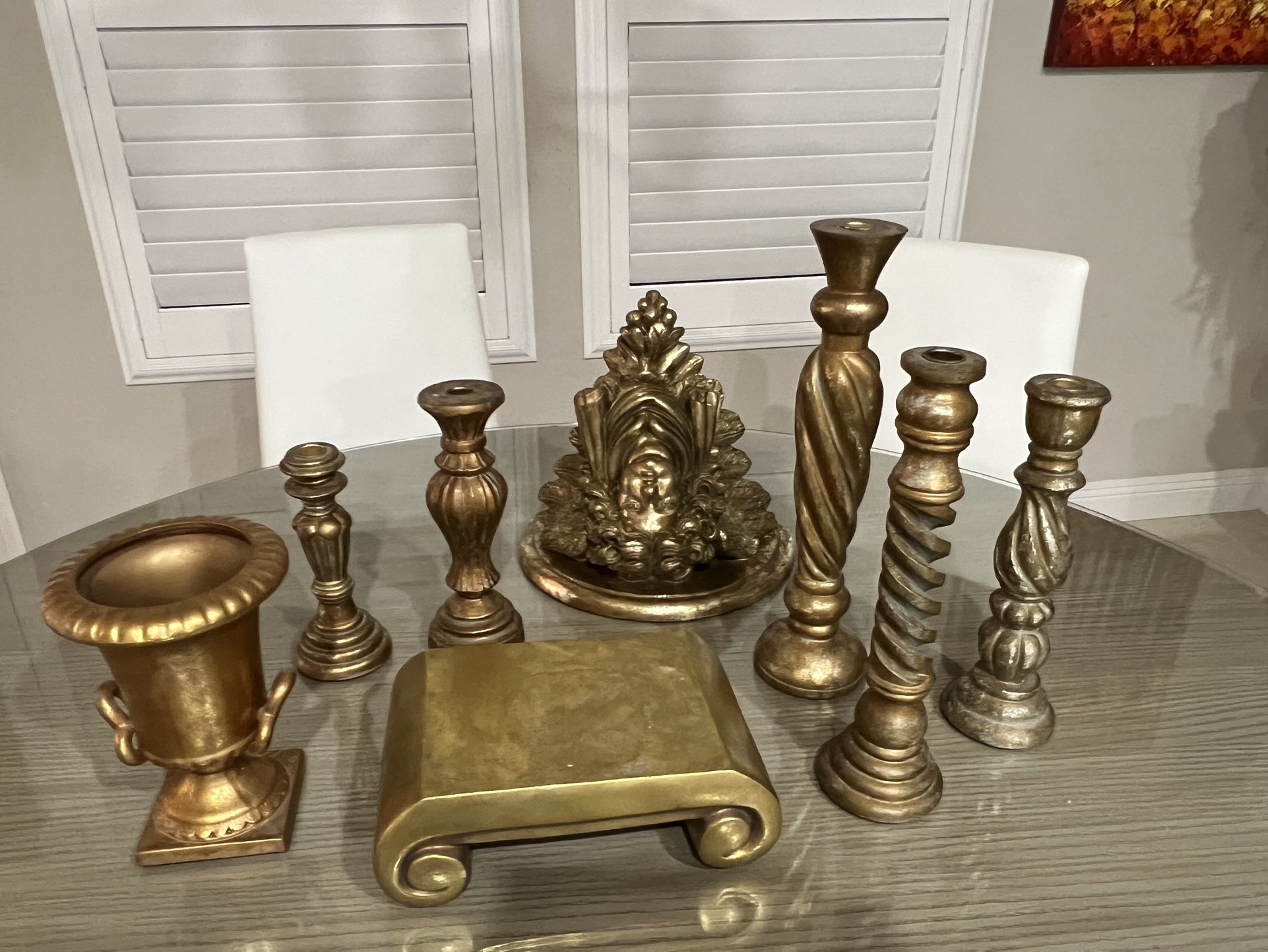 Only $8 a Pair: Candle Stick Holders, Glass, Silver, Metal, Brass, Wood