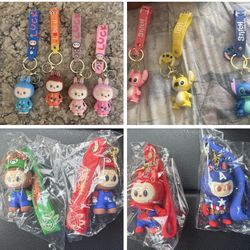 Labubu Spiderman Batman Hulk Mario Keychains 