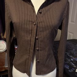 Striped long sleeve button up business casual