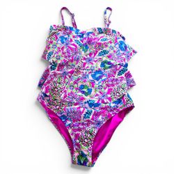 Stella Parker Flower Power One Piece Swimsuit Tummy Control Women SZ L