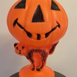 Vintage Pumpkin And Cat Blow Mold