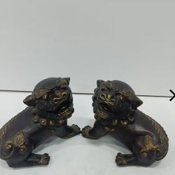 Beautiful Unique Pair of Feng Shui Foo Dog Guardian Lion Statues