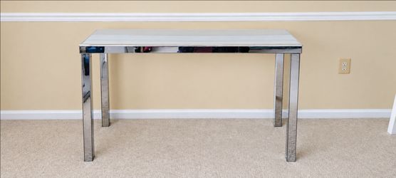 White Desk/ Console table/ Vanity  with mirrored legs
