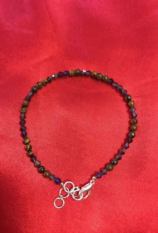Tigers eye and crystal anklet 8.5 inches