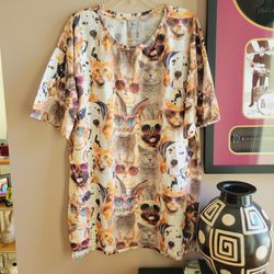 Secret Treasures Dog Cat Bunny Sleep Shirt Plus Size LG/XL Brown Pink Sunglasses
