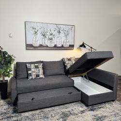 FREE DELIVERY Gray Sectional Ikea Couch With Sleeper And Storage Financing Available 