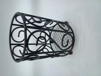 Decorative Metal Wire Scroll Utensil Holder Caddy Dark Brown