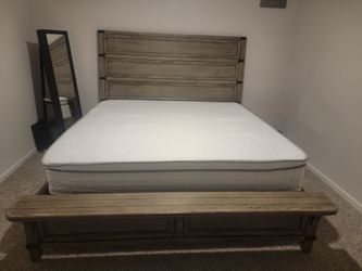 Rustic Gray Wood King Bed