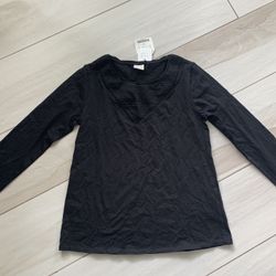 ZARA Kids black long sleeve cotton t-shirt girl sz. 10 or 140cm.