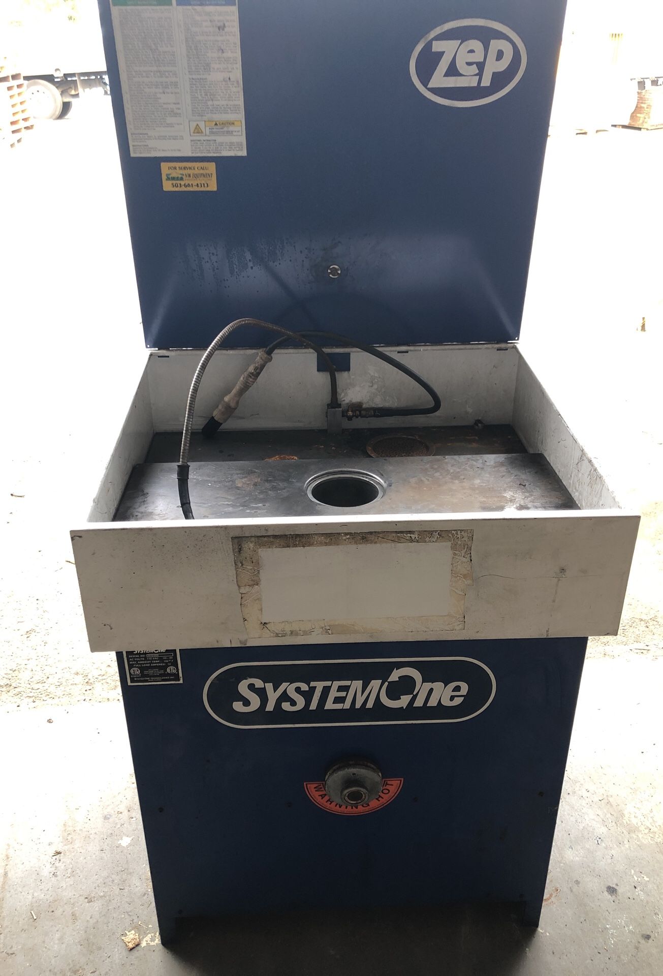 SystemOne solvent parts washer automatic cleaning